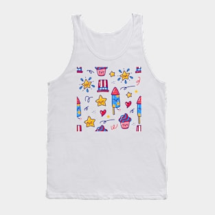 Doodle  4th of July Pattern, cute with hand drawn style Tank Top